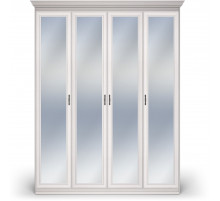 Шкаф 4-х дверный зеркальный Неаполь Ясень анкор светлый (патина "серебро")