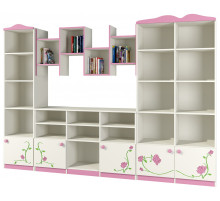 Модульная детская стенка для книг и игрушек с полками и ящиками Розалия Модульная детская стенка для книг и игрушек с полками и ящиками Розалия
