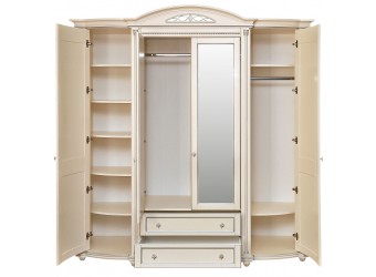 Шкаф для одежды «Валенсия 4» П254.11 (античная темпера с серебром)