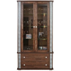 Шкаф с витриной «Тунис» П343.20Ш (венге с серебром)